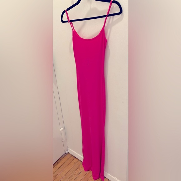 Skims|NWT|Hot Pink|Soft Lounge Long Slip Dress *FREE Alo Canvas Tote* Size - M - Picture 2 of 5